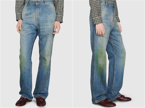 gucci grass stain pants|Gucci Selling Jeans With Deliberate Grass Stains for $770.